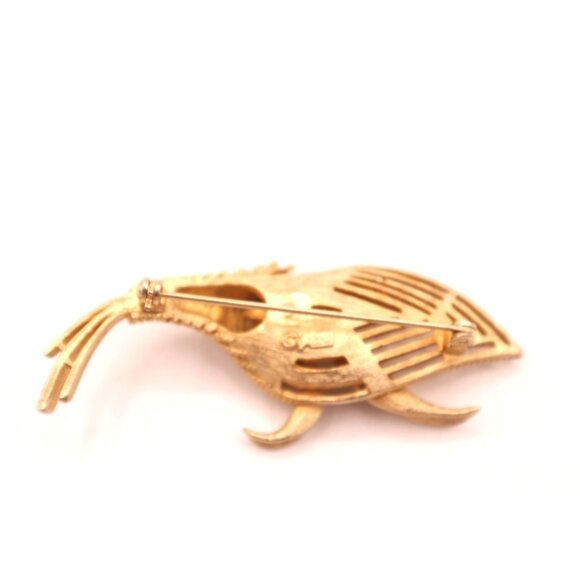 Coro Horn of Plenty Pin Brooch Cornucopia Pegasus Coll MCM Retro Gold Tone Vtg - Picture 6 of 10